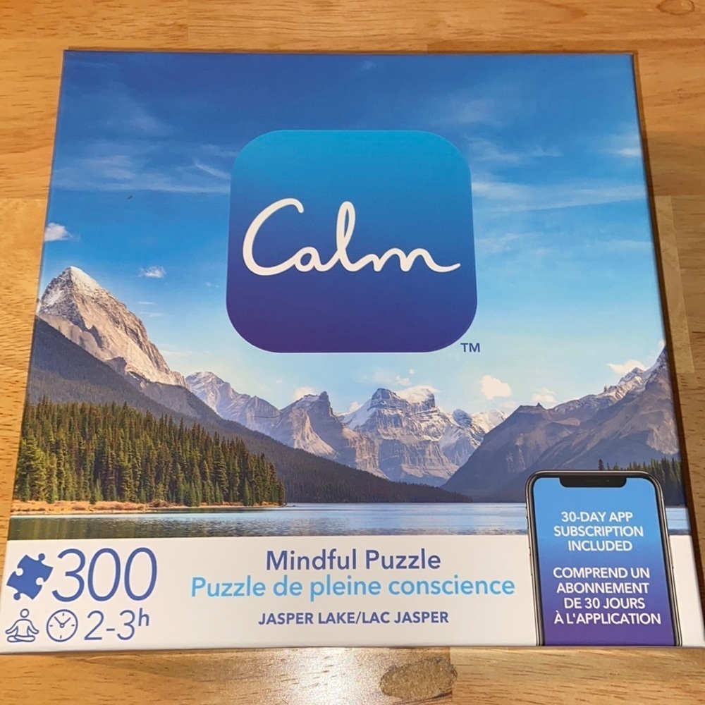 Calm Mindful 300 Piece Puzzle of Jasper Lake Scenery Set NWT.